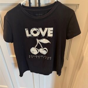Zadig & Voltaire Black Tee Cherry M